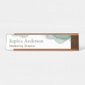 Porte-nom Pour Bureau Elégant Vert Parties scintillant or Aquarelle (Devant)