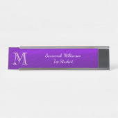Porte-nom Pour Bureau Élégant violet Faux métal Monogramme étudiant (Devant)