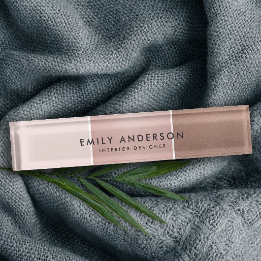 PORTE-NOM POUR BUREAU ÉLÉGANTE BANDE EN CUIVRE ROSE ROSE MINIMALE ROSE D