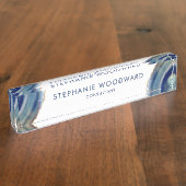 Porte-nom Pour Bureau Élégante Géode d'Agate Bleu Tan (Taille)