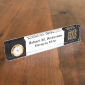 Porte-nom Pour Bureau Élégante Lettre médiévale W Antique Monogramme (Taille)