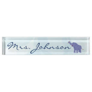 Porte-nom Pour Bureau Éléphant heureux (personnalisez)
