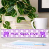 Porte-nom Pour Bureau Éléphant pourpre et blanc de pois