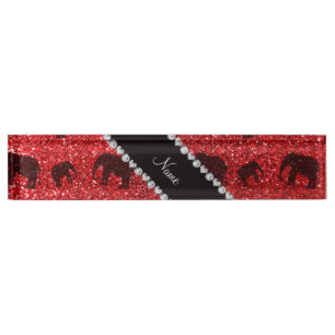 Porte-nom Pour Bureau Éléphants rouges nommés personnalisés de parti