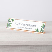 Porte-nom Pour Bureau Emerald Green Feuilles - Thérapiste (Devant)