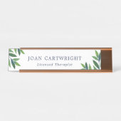 Porte-nom Pour Bureau Emerald Green Feuilles - Thérapiste (Devant)