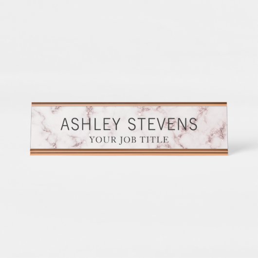 Porte-nom Pour Bureau Employé de bureau de marbre moderne (Devant)