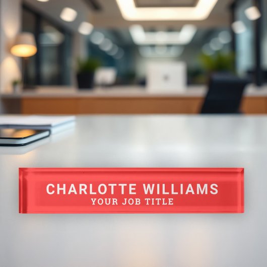 Porte-nom Pour Bureau Employé de bureau rouge moderne