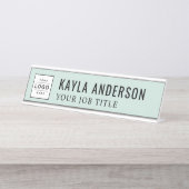 Porte-nom Pour Bureau Employé de logo vert Mist moderne (Devant)