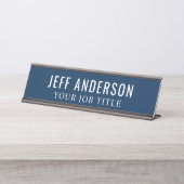 Porte-nom Pour Bureau Employé du bureau bleu de la marine moderne (Devant)