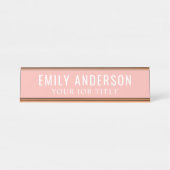 Porte-nom Pour Bureau Employée de bureau rose moderne (Devant)