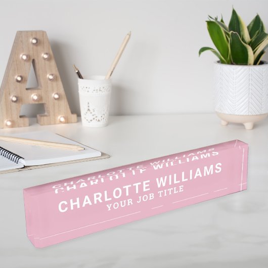 Porte-nom Pour Bureau Employée de bureau Rose Moderne