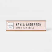 Porte-nom Pour Bureau Employée de logo rose moderne (Devant)