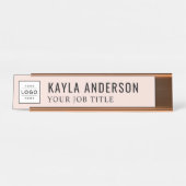Porte-nom Pour Bureau Employée de logo rose moderne (Devant)
