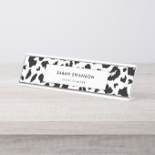 Porte-nom Pour Bureau Empreinte de léopard personnalisable (Devant)