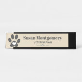 Porte-nom Pour Bureau Empreinte de patte et coeur gris (Devant)