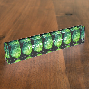 Porte-nom Pour Bureau Empreinte d'empreintes digitales inverse verte