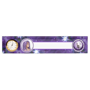 Porte-nom Pour Bureau Enfant de lune violette
