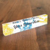 Porte-nom Pour Bureau Enfants Handprints en peinture (Taille)