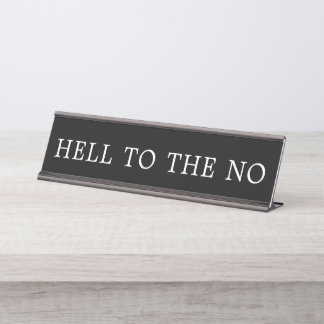Porte-nom Pour Bureau Enfer noir et blanc moderne au signe NO