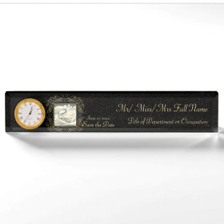 Porte-nom Pour Bureau Enregistrer la date Elegant Gold Foil Dots Look Sc