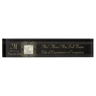 Porte-nom Pour Bureau Enregistrer la date Elegant Gold Foil Dots Look Sc
