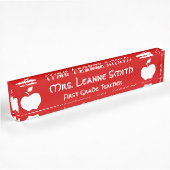Porte-nom Pour Bureau Enseignant à la pomme rouge et blanche