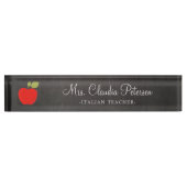 Porte-nom Pour Bureau Enseignant de Blackboard et Red Apple School (Devant)