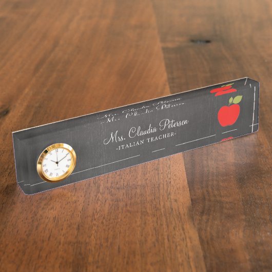 Porte-nom Pour Bureau Enseignant de Blackboard et Red Apple School (Taille)