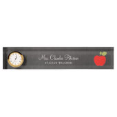 Porte-nom Pour Bureau Enseignant de Blackboard et Red Apple School (Devant)