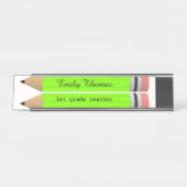 Porte-nom Pour Bureau Enseignant de classe Green Pencils (Devant)
