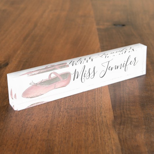 Porte-nom Pour Bureau Enseignant de danse Slipper Ballet Rose (Taille)