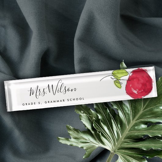 PORTE-NOM POUR BUREAU ENSEIGNANT DE L'ÉCOLE MODERNE PEINTURE HUILE POMME