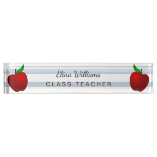 Porte-nom Pour Bureau Enseignant de l'école Rouge Pomme propre Striped C