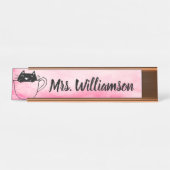 Porte-nom Pour Bureau Enseignant Enseignant Chat noir rose Nom du bureau (Devant)