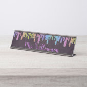 Porte-nom Pour Bureau Enseignant Enseignant Parties scintillant professi (Devant)