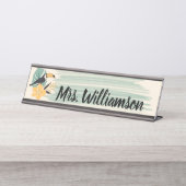 Porte-nom Pour Bureau Enseignant Fleur tropicale de l'île (Devant)