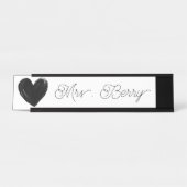 Porte-nom Pour Bureau Enseignant moderne du coeur noir (Devant)