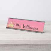 Porte-nom Pour Bureau Enseignant Parties scintillant de la Couronne de l (Devant)