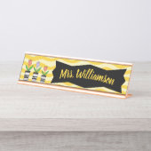 Porte-nom Pour Bureau Enseignant Professeur Fleurs professionnelles (Devant)