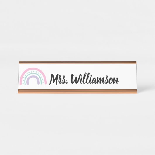 Porte-nom Pour Bureau Enseignant Professionnel Arc-en-ciel (Devant)