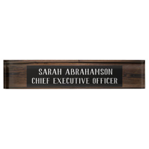Porte-nom Pour Bureau Enseigne de bureau en bois rustique en grain de bo
