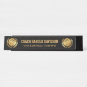 Porte-nom Pour Bureau Entraîneur de football d'or (Devant)