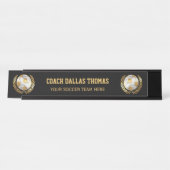 Porte-nom Pour Bureau Entraîneur du football d'or (Devant)