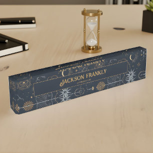 Porte-nom Pour Bureau Entreprise de Astrologie Céleste Mystique sur Mesu