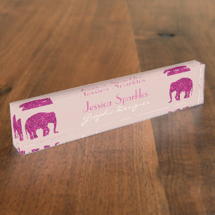 Porte-nom Pour Bureau Étincelle rose étincelante étincelante Votre nom