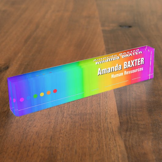 Porte-nom Pour Bureau Étiquette de nom arc-en-ciel (Taille)
