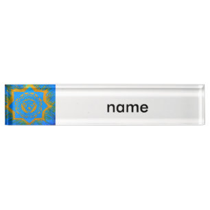 Porte-nom Pour Bureau étoile tantrique en or bleu