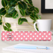 Porte-nom Pour Bureau Étoiles blanches sur fond rose