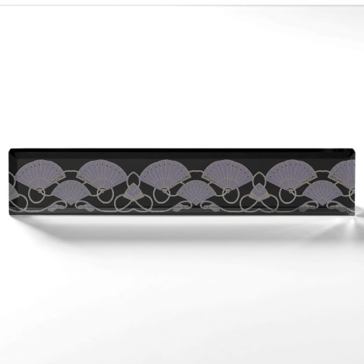 Porte-nom Pour Bureau Éventail Violet Élégant (Devant)